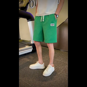 กางเกงขาสั้นผู้หญิงฤดูร้อน แฟชั่นฤดูร้อนเฮฟวี่เวทวาฟเฟิลกางเกงกีฬาลำลอง กางเกงขาสั้นสตรี