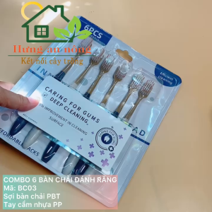 BC03 - Sét 6 bàn chải đánh răng lông mềm tiện mang theo du lịch ( xem trong mô tả )