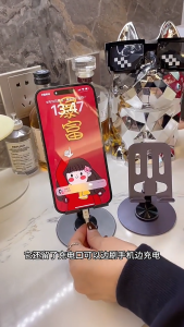 Metal Alloy Phone Stand 360° Rotation 8-Position Adjustable Support Tablet Stand Rotatable Tablet & Phone Holder Extendable Desktop Stand Compatible with 4-7.9 inch devices