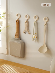 ตะขอแขวนติดผนัง ตะขอติดผนัง ตะขอแขวน ตะขอ ที่แขวนติดผนัง ที่แขวน ทรงกลม สีขาว แพ็ค4ชิ้น