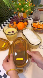 Glass lunch box on the microwave can be heated special soup bowl sealed fresh fruit box with lid lunch box