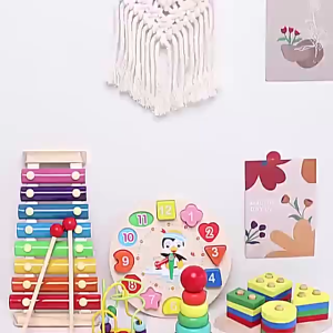 Mainan Anak Basic Kayu Edukasi Sensory Montessori Mini Round Beads Jam Puzzle 3D Shape Geometri Xylophone