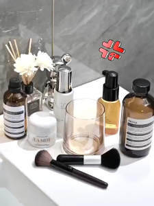 MEIDOO Giá đựng đồ bằng acrylic sang trọng giá đựng chậu rửa giá để vòi không khoan giá đựng đồ phía trước gương gắn tường dễ lắp đặt và sử dụng