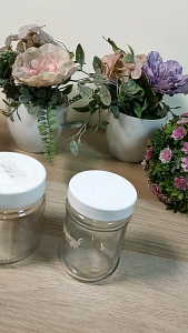 CHOBIG Toples Kaca Jar Bumbu Wadah Pudding Tempat Dessert Beling Tutup PUTIH