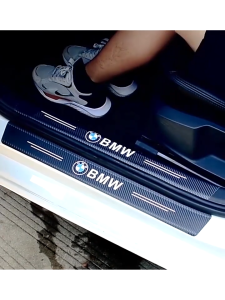 4PCS Sticker Pelindung Sill Plate Carbon Fiber Stiker Pelindung Pijakan Lantai Pintu Mobil