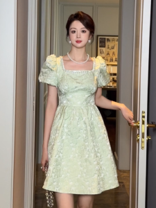 ZYHT EraVogue เดรสผู้หญิง เดรสสีเขียว เดรสทรงเอ เดรสแขนพอง เดรสทำงาน เดรสไฮโซ เดรสวินเทจ เดรสออกงาน เดรสปาร์ตี้ ชุดราตรี 80116