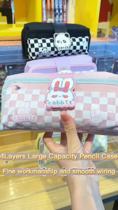 4Layers Pencil Case Pencil Bag Large Capacity Multifunctional Detachable Hook Loop Pen Storage Box