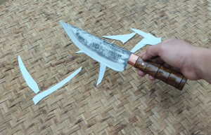 Dao Bầu nhỏ thái lọc đa năng lưỡi dao bằng thép nhíp xe lưỡi dài 18 cm cán gỗ quý cẩm chỉ chuẩn Phúc Sen