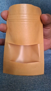 [10 Pcs] Standing Pouch Craft Windows Warna Coklat Ukuran I Kemasan Kopi I Kemasan Paper Ziplock
