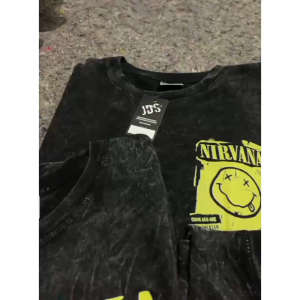 Kaos Pria Distro Band nirvana wanita bahan katun combed 24s
