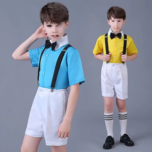 Boys Overalls Casual Adjustable Straps Solid Kids‘ Overall Shirt Shoulder Straps Bow tie Socks Costume Set Uniform