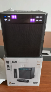 YS223 RGB Colorful Wireless Dual Microphone Bluetooth Mini Speaker Home KTV Subwoofer Portable LED Light Smart Speaker