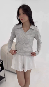 Siera Long Sleeve Knit Premium Baju Atasan Wanita Crop Top