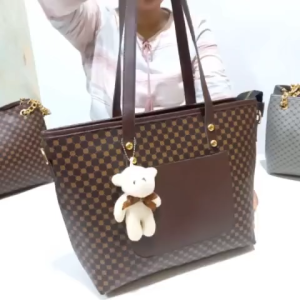 Tote Bag Wanita Rihaga Batik Felis Ukuran Besar dengan Boneka Lucu