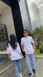 Aldira Kaos Couple Polos Merah Putih Lengan Serut Terbaru 2024 / Kaos Polos / Baju Polos
