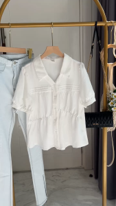 ●ECLAIRE● 043 Kemeja Korea / Kemeja Kasual / Casual Shirt / Kemeja Import / Korean Shirt / Shortsleeves Shirt / Feminim Shirt / Classy Shirt / Kemeja Katun silky Polos / Kemeja Polos / Kemeja Kantor / Kemeja Kerja / 6375