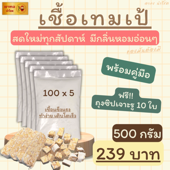 ✔ เชื้อเทมเป้ 500 กรัม หัวเชื้อเทมเป้  ผงเชื้อเทมเป้ เทมเป้ เชื้อผลิตใหม่ทุกสัปดาห์  มีกลิ่นหอมอ่อนๆ เชื้อมีความแข็งแรงเดินเต็มเร็ว