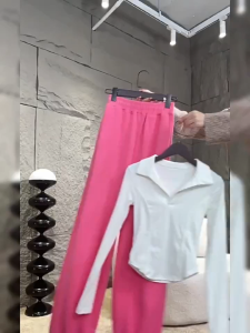 Kerah POLO Kaus Lengan Pendek Bahu Kanan Katun Murni Kerah Pendek Gaya Girly Populer Amerika Atasan Slim Fit Pinggang Tulang Ikan Ins