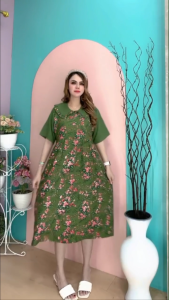 Kirana Dress Jumbo / Daster Wanita Rayon Motif Premium / LD 120cm PB 115cm Busui Friendly