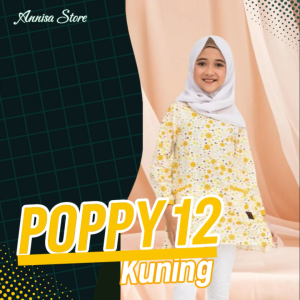 BAJU BLUS ANAK CANTIK LUCU DAILY OUTFIT QIRANI POPPY 12 KUNING / BAJU ATASAN KAOS COMBED MOTIF BUNGA ANAK PEREMPUAN USIA 3-5 TAHUN