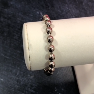 สร้อยข้อมือเม็ดกลมเงา 6 มิล แบบสวม เส้นผ่านศูนย์กลาง 6 ซม.ชุบโรเรียม สีสเเตนเลส ใส่ได้ทุกโอกาส พร้อมส่ง#RockStar#ร็อค