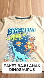 Paket Usaha Hemat Baju Kaos Setelan Anak Laki-Laki Distro Karakter Dinosaurus Lucu Umur 1 - 10 Tahun