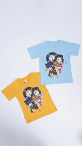 Highest Kids – Kaos Anak Cewek Motif Wonder Woman Warna Blue Dan Mustard Bahan Cotton Combed 30S Ukuran S M L XL Usia 3th 4th 5th 6th 7th 8ht 9th 10th HKTS42