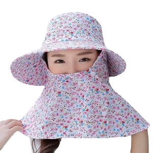 TOPI PANTAI WANITA VISOR LIPAT LEBAR / TOPI PANTAI CADAR PENUTUP WAJAH TOPI SAWAH ANTI UV IR A11