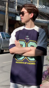 CAZAMAN เสื้อยืด OVERSIZE เสื้อยืดโอเวอร์ไซส์ เสื้อคอตตอน คอกลม แนวสปอร์ต 23349