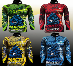 เสื้อตกปลาปั่นจักรยาน Set สี 27 Monster Fishing Attack มีให้เลือก 4 สี (สินค้าพร้อมจัดส่ง) ป้องกันแสง UV เนื้อผ้าผิวสัมผัสนุ่มใส่แล้วรู้สึกเย็นสบาย