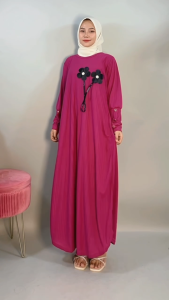 CARLINA Revo Batwing Gamis Plisket Knit Maxy Wanita