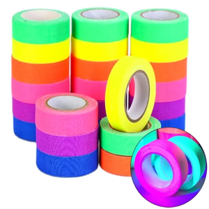 6pcs/Set Fluorescent UV Tape Blacklight Reactive Glow In The Dark Neon Gaffer Wedding Party Home DIY Decoration Tape