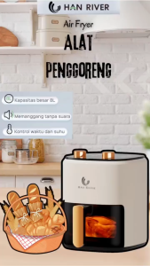 Han River Air Fryer 8L Kapasitas tinggi Penggorengan pintar multifungsi 650w (HRAF02BG/PUR)