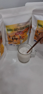 MINUMAN BARLEY 100% PURE DAN EKSTRAK SUSU UNTA DENGAN PEMANIS SEMULAJADI DARIPADA BUAH MONK DELIMA DAN KURMA