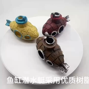 ของแต่งตู้ปลา เรือดำน้ำ แต่งตู้ปลา ตู้กุ้ง เรือดำน้ำสำหรับตกแต่งตู้ปลา วัสดุเรซิ่น สไตล์จีน บ้านปลา ปลากัดซ่อนได้