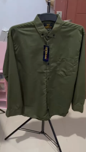 KEMEJA POLOS PRIA AYAH DAN ANAK WARNA HIJAU ARMY COTTON BAJU LENGAN PENDEK REGULER MENS BASIC