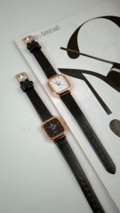 PhiLipe Ricci Jam Tangan Wanita Kulit Kecil Aesthetic Kotak Original 7487 Jam Cewek Mini Rose Hitam