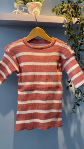 PASTER RAJUT STRIPE / INNER RAJUT WANITA/LENGAN PENDEK/BAHAN RAJUT HALUS DAN LEMBUT