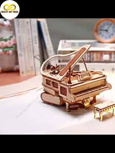 Robotime ROKR 3D DIY Wooden Magic Piano Magic Cello Harp Mechanical Music Box Puzzle AMK81 Unique Valentine Birthday Gift Present 立体拼图