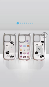 NEW 3D CASE ! HIERA 3D CUTE CAT AND PUPPY CASE FOR IPH COMPATIBLE FOR IP 15 PROMAX 15 PRO 15 PLUS 15 14 PROMAX 14 PRO 14 PLUS 14 13 PROMAX 13 PRO 13 12 PROMAX 12 PRO 12 11 PROMAX 11 SOFTCASE 3D EAR ELECTROPLATED SILVER MATTE CUTE ANIMAL