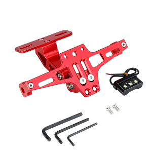 Universal Motorcycle License Plate Holder LED Lights Adjustable Rear Fender Eliminator Bracket Mount