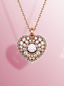 🖤Swarovski🖤Hyperbola series สร้อยคอจี้มุกเพชรรูปหัวใจสีโรสโกลด์ สร้อยคอแฟชั่นผู้หญิงเงินแท้ 925 (XL-MGJS9853655) สร้อยคอคู่สไตล์ดีไซน์คลาสสิก ของขวัญพิเศษสำหรับแฟนหรือแฟนของคุณ