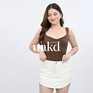 NAKD FASHION DANNAH BASIC V NECK SWEETHEART DAILY CASUAL TANK TOP XS-S/M-L 1957 (DOUBLE LINING)