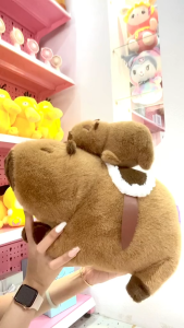 Gấu Bông Capybara mẹ cõng con đáng yêu Chuột lang nước capybara màu nâu cute gấu bông dễ thương