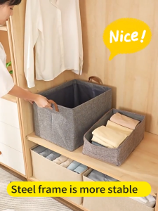 TIDY B Cationic Foldable Storage Box Clothes Organization Grey Storage Boxes Wardrobe Organisers