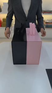 Premium Black/Pink Magnetic Folding Gift Box (Ready Stock)