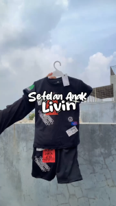 Amspro - Setelan Anak Laki-laki Baju Anak Kaos Oversize Pakaian Santai Livin Kids Trendi Kasual Terbaru