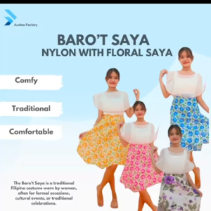 Checked Austee Barot Saya Kasuotang Filipino Colored Nylon Checkerd and Floral Saya Traditional Costume