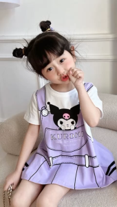 1-7Y Childrens Girls Kuromi Melody T-Shirt Dress Kids Baby Girl Dress Baju Gaun Budak Perempuan Sanrio Clothes  Baju Anak Perempuan Baju Murah Kids Fashion