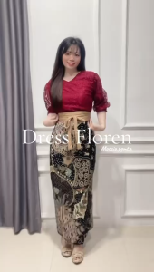 DRESS SET 2IN1 FLOREN BATIK Dress Kondangan Kekinian Fashion Style Wanita Cantik Baju Terbaru
